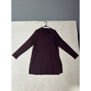 Eileen Fisher Long Sleeve Cowl Neck Tunic Top plum  Size L